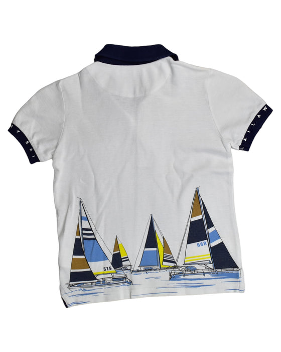 A White Short Sleeve Polos from Mayoral in size 5T for boy. (Back View)