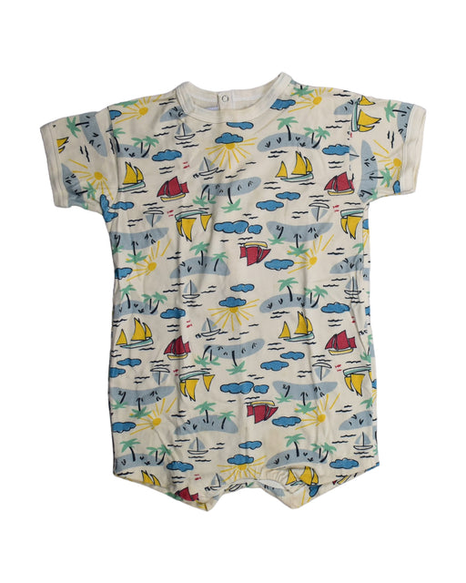 A White Rompers from Petit Bateau in size 18-24M for boy. (Front View)