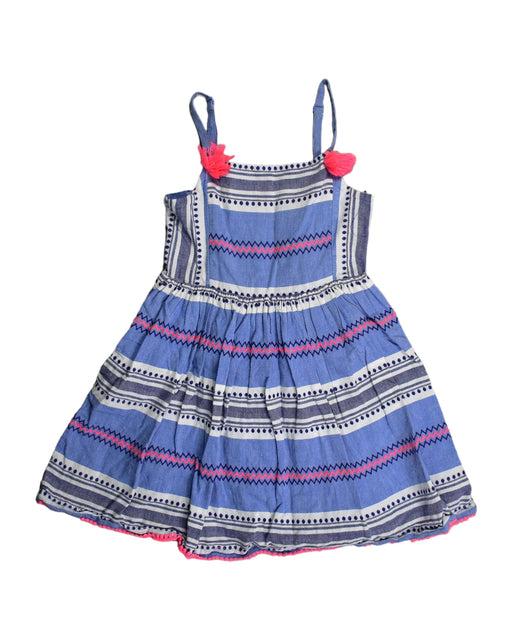 A Blue Sleeveless Dresses from Boden in size 6T for girl. (Front View)