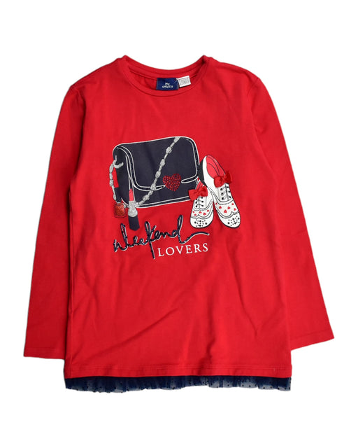 A Red Long Sleeve Tops from Chicco in size 7Y for girl. (Front View)