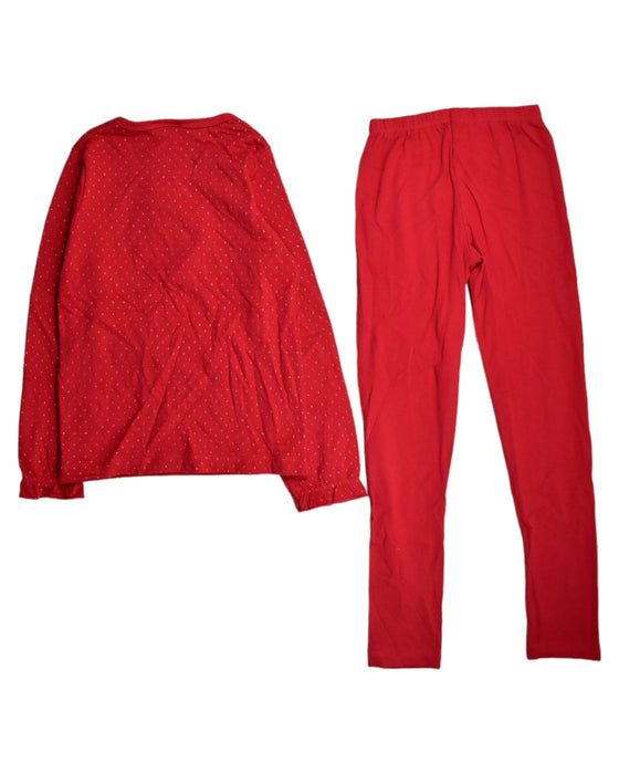 A Red Pyjama Sets from Petit Bateau in size 8Y for girl. (Back View)