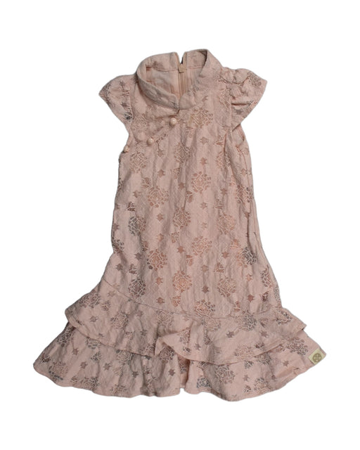 A Pink Sleeveless Dresses from Le Petit Society in size 6-12M for girl. (Front View)