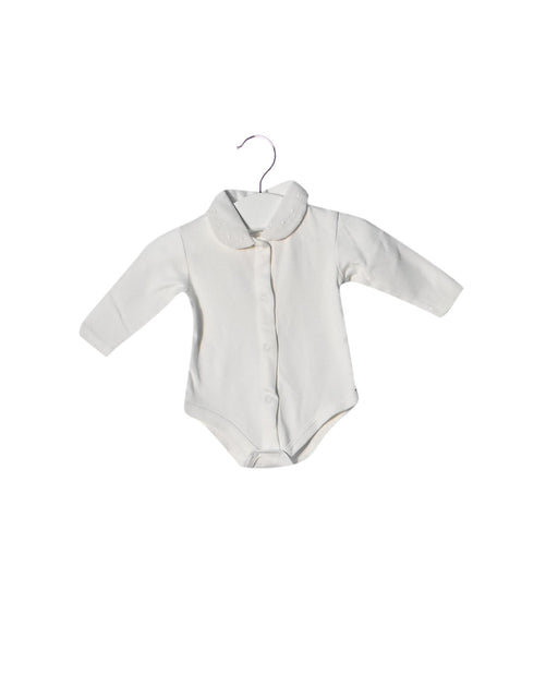 A White Long Sleeve Bodysuits from Gocco in size 0-3M for neutral. (Front View)