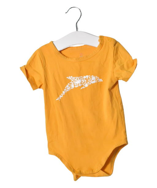 A Yellow Short Sleeve Bodysuits from Elly in size 12-18M for neutral. (Front View)