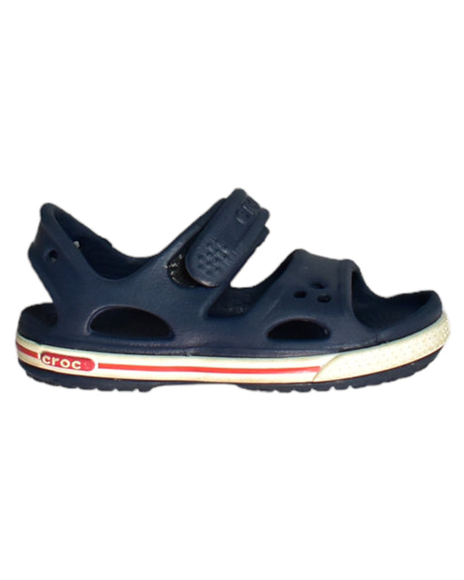 A Blue Sandals from Crocs in size 18-24M for boy. (Front View)