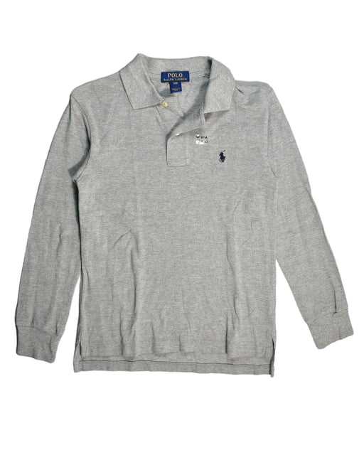 A Grey Long Sleeve Polos from Polo Ralph Lauren in size 8Y for boy. (Front View)