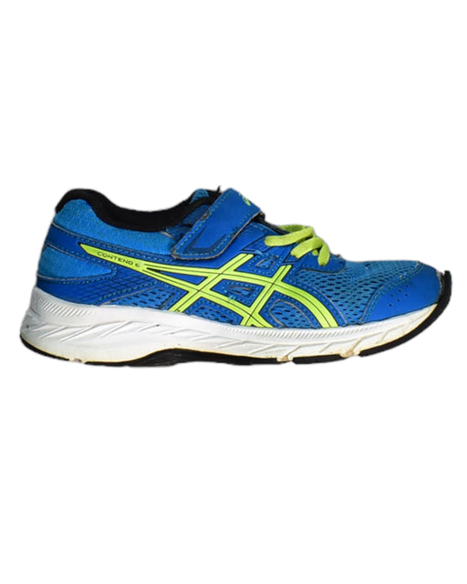 A Blue Sneakers from ASICS in size 7Y for boy. (Front View)