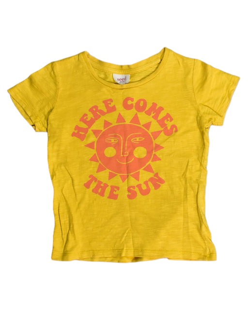 A Yellow T Shirts from Seed in size 5T for girl. (Front View)