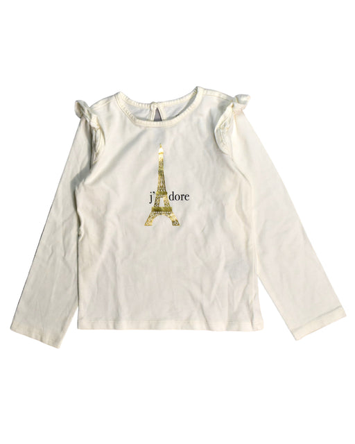 A White Long Sleeve Tops from Janie & Jack in size 4T for girl. (Front View)
