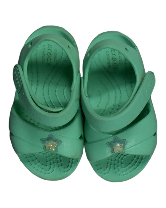 A Green Sandals from Crocs in size 18-24M for girl. (Back View)