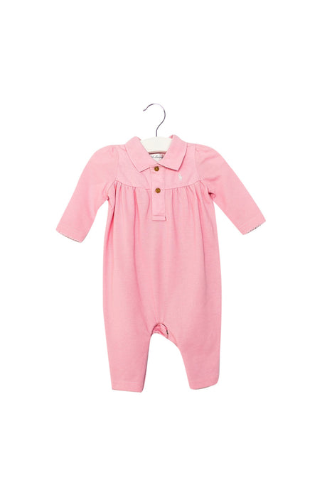 A Pink Long Sleeve Jumpsuits from Ralph Lauren in size 0-3M for girl. (Front View)