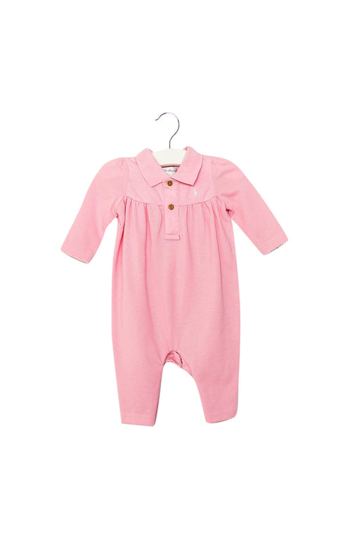 A Pink Long Sleeve Jumpsuits from Ralph Lauren in size 0-3M for girl. (Front View)
