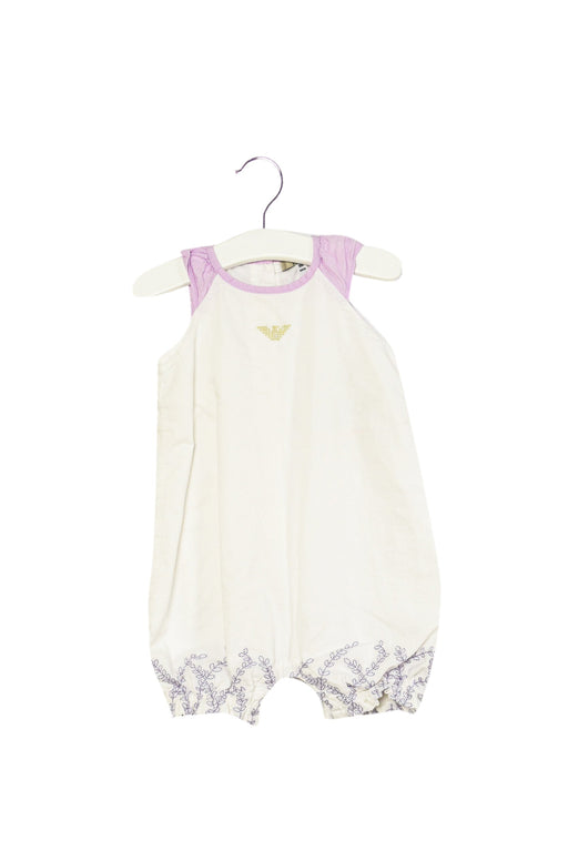 A White Sleeveless Rompers from Armani in size 6-12M for girl. (Front View)