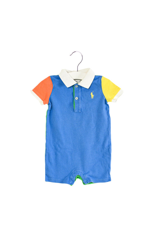A Blue Short Sleeve Rompers from Ralph Lauren in size 6-12M for girl. (Front View)