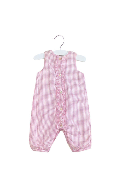 A Pink Sleeveless Jumpsuits from Jacadi in size 0-3M for girl. (Front View)