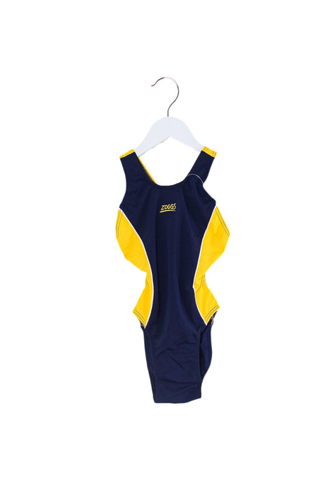 A Navy Swimsuits from Zoggs in size 6T for girl. (Front View)