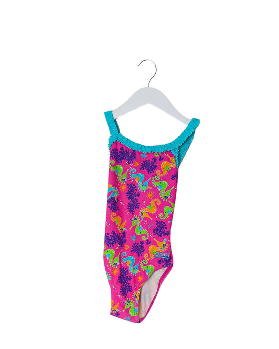 A Pink Swimsuits from Zoggs in size 6T for girl. (Front View)