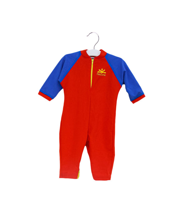 A Red Swimsuits from NoZone in size 6-12M for neutral. (Front View)