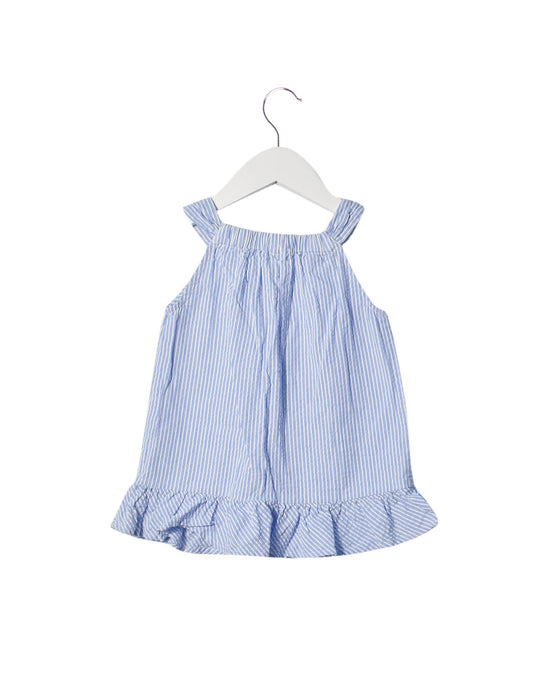A Blue Sleeveless Dresses from PONEY in size 12-18M for girl. (Back View)