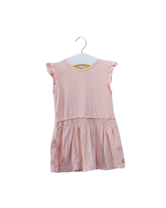 A Pink Sleeveless Dresses from Petit Bateau in size 6-12M for girl. (Front View)