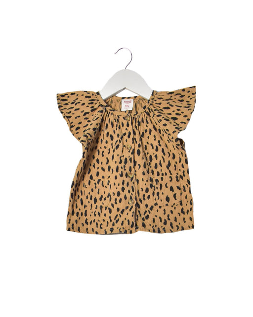 A Brown Short Sleeve Tops from Seed in size 12-18M for girl. (Front View)