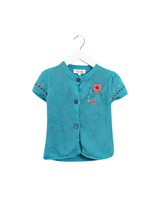 A Teal Cardigans from La Compagnie des Petits in size 3T for girl. (Front View)