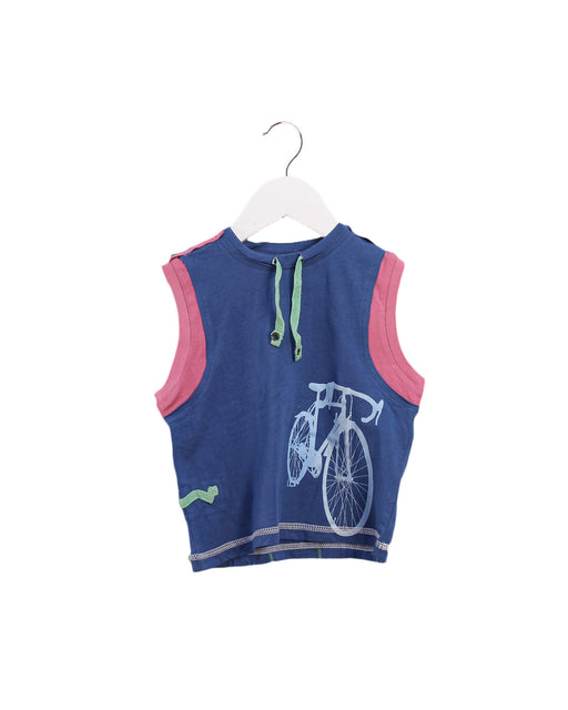 A Blue Sleeveless Tops from Le Petit Pois in size 12-18M for girl. (Front View)