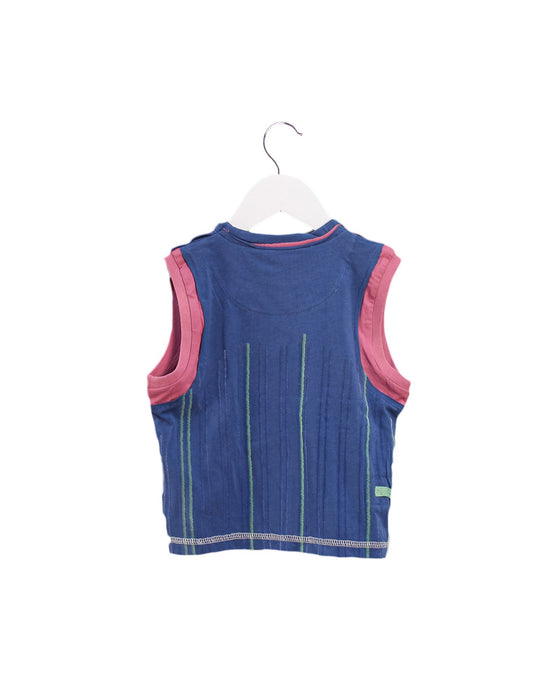A Blue Sleeveless Tops from Le Petit Pois in size 12-18M for girl. (Back View)
