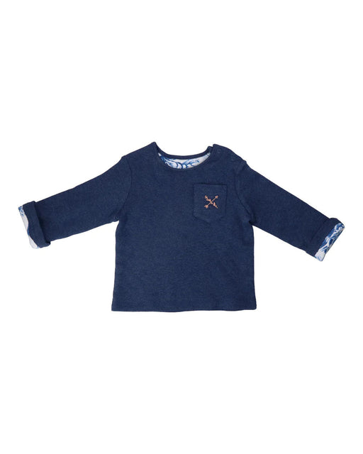 A Blue Crewneck Sweatshirts from Hunter + Boo in size 6-12M for neutral. (Front View)