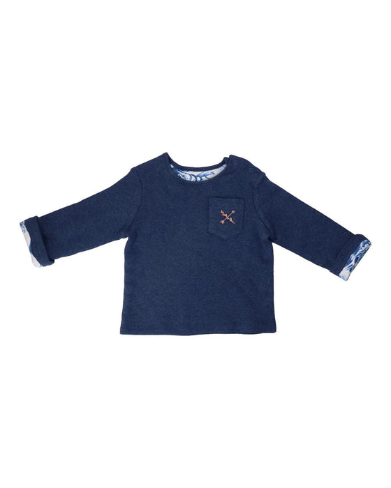 A Blue Crewneck Sweatshirts from Hunter + Boo in size 6-12M for neutral. (Front View)