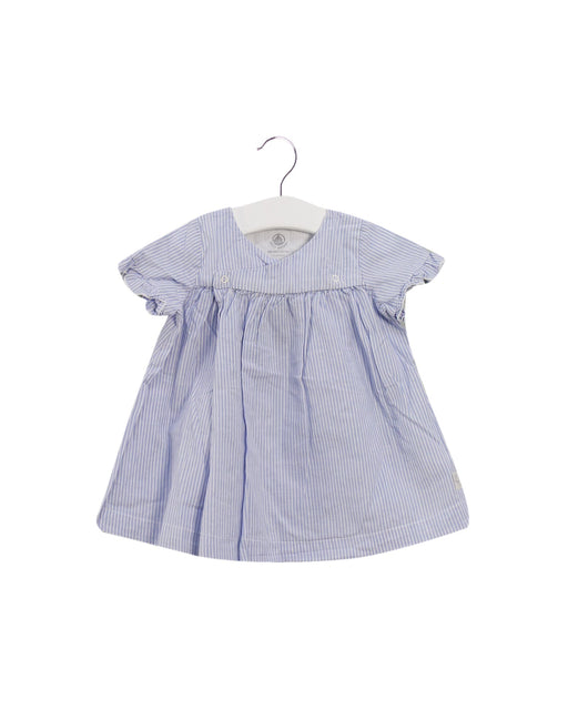 A Blue Short Sleeve Dresses from Petit Bateau in size 6-12M for girl. (Front View)