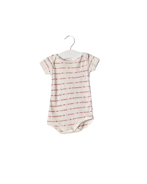A White Short Sleeve Bodysuits from Petit Bateau in size 3-6M for girl. (Front View)