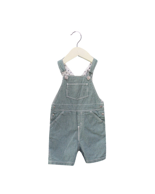 A Green Overall Shorts from Petit Bateau in size 6-12M for boy. (Front View)