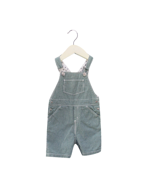 A Green Overall Shorts from Petit Bateau in size 6-12M for boy. (Front View)