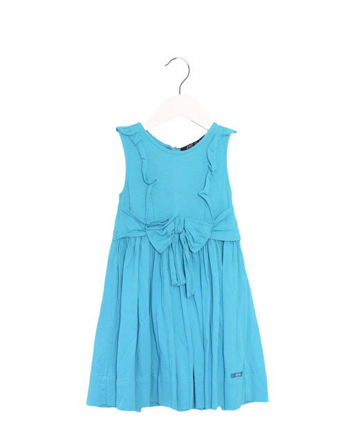 A Teal Sleeveless Dresses from Lili Gaufrette in size 5T for girl. (Front View)