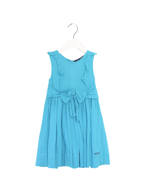 A Teal Sleeveless Dresses from Lili Gaufrette in size 5T for girl. (Front View)