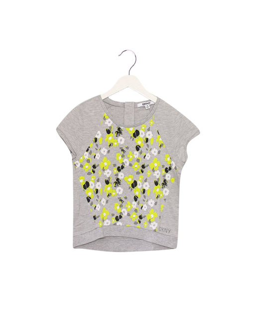 A Grey Short Sleeve Tops from DKNY in size 6T for girl. (Front View)
