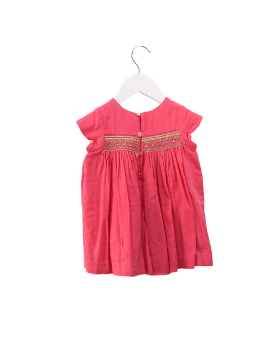 A Pink Sleeveless Dresses from Bonpoint in size 6-12M for girl. (Back View)