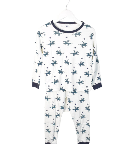 A Green Pyjama Sets from Petit Bateau in size 6T for boy. (Front View)