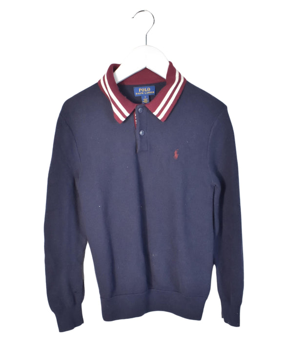 A Navy Long Sleeve Polos from Polo Ralph Lauren in size 7Y for boy. (Front View)