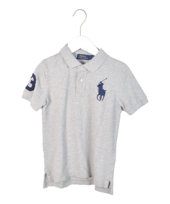 A Grey Short Sleeve Polos from Polo Ralph Lauren in size 6T for boy. (Front View)