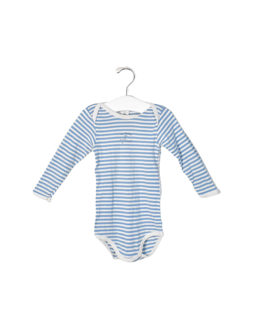 A Blue Long Sleeve Bodysuits from Petit Bateau in size 12-18M for neutral. (Front View)