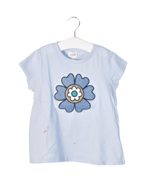 A Blue Short Sleeve T Shirts from Seed in size 6T for girl. (Front View)