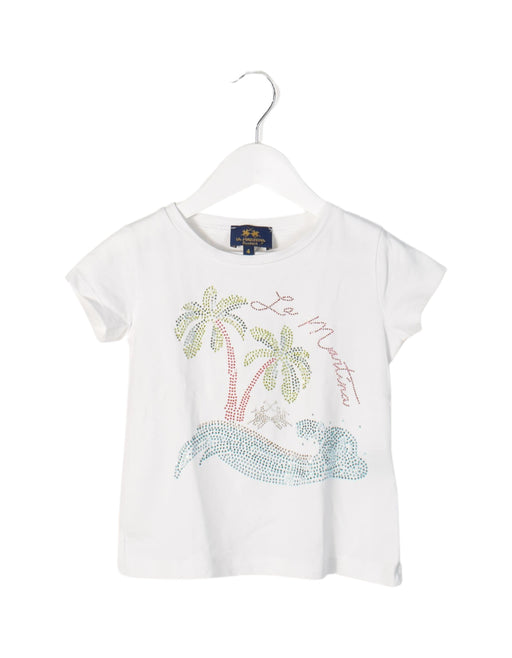 A White Short Sleeve T Shirts from La Martina in size 4T for girl. (Front View)