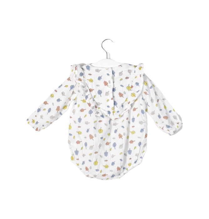 A White Long Sleeve Bodysuits from Seed in size 6-12M for girl. (Back View)