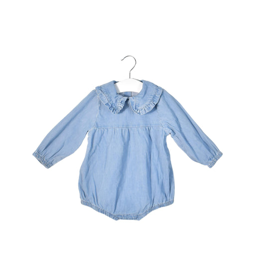 A Blue Long Sleeve Bodysuits from Seed in size 6-12M for girl. (Front View)