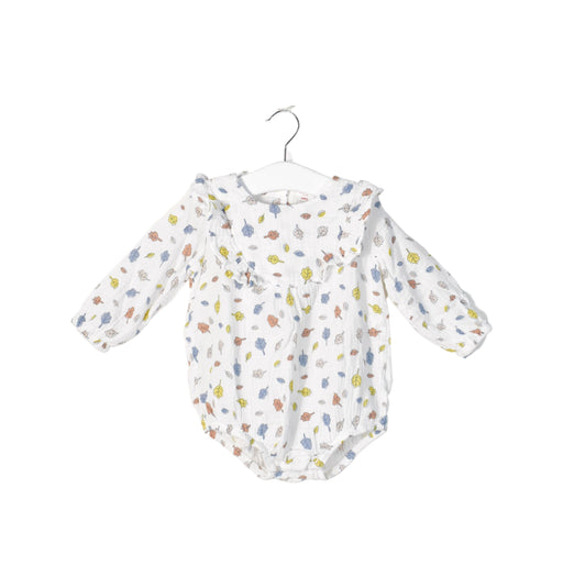 A White Long Sleeve Bodysuits from Seed in size 6-12M for girl. (Front View)