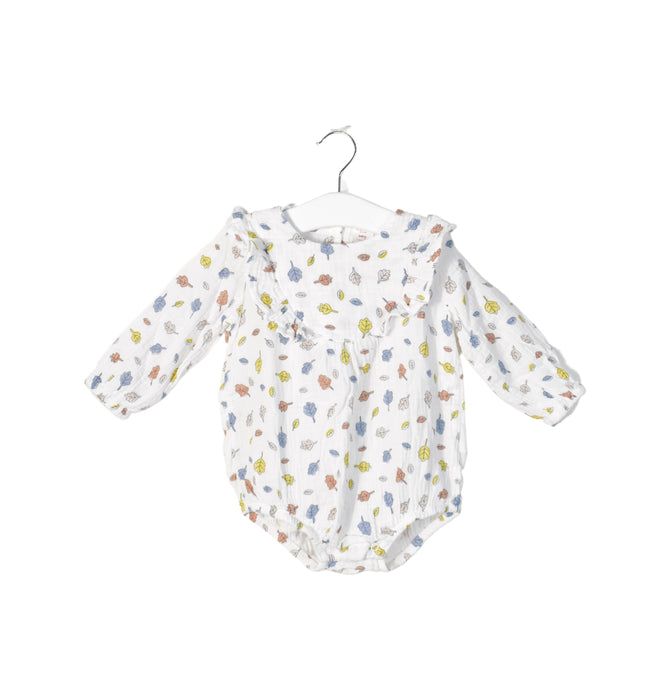A White Long Sleeve Bodysuits from Seed in size 6-12M for girl. (Front View)