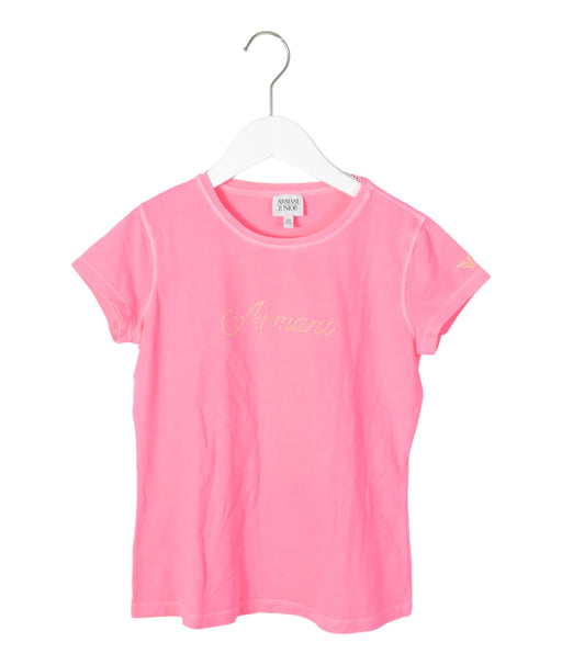 A Pink Short Sleeve T Shirts from Armani in size 12Y for girl. (Front View)