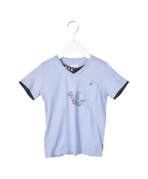 A Blue Short Sleeve T Shirts from Armani in size 6T for boy. (Front View)